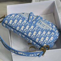 Dior Women Saddle Bag Cornflower Blue Dior Oblique Embroidery (1)