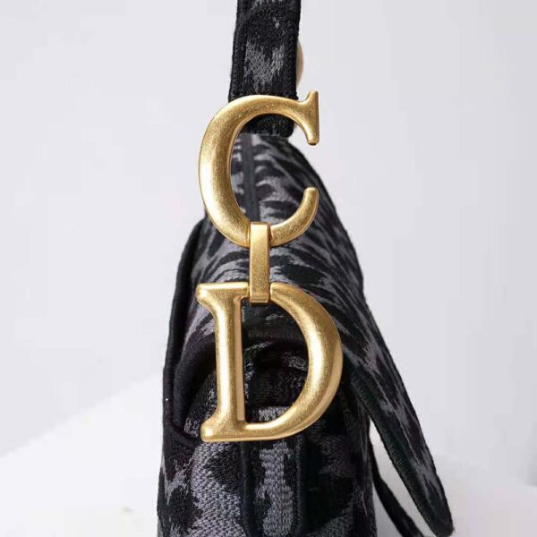 Dior Women Saddle Bag Gray Mizza Embroidery (4)