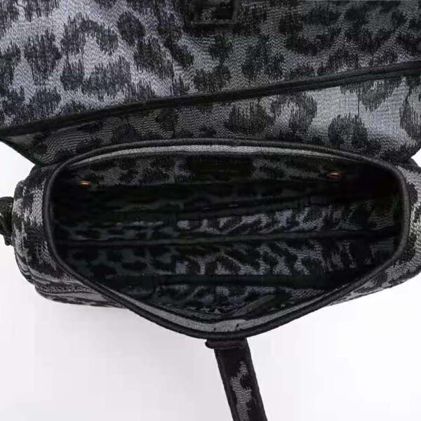 Dior Women Saddle Bag Gray Mizza Embroidery (8)
