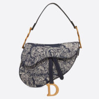 Dior Women Saddle Bag Toile DE Jouy Reverse Jacquard-Black (1)