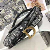 Dior Women Saddle Bag Toile DE Jouy Reverse Jacquard-Black (1)