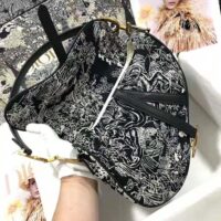 Dior Women Saddle Bag Toile DE Jouy Reverse Jacquard-Black (1)