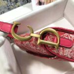 Dior Women Saddle Bag Toile DE Jouy Reverse Jacquard-Red – Image 8