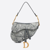 Dior Women Saddle Bag Toile DE Jouy Reverse Jacquard-SIlver (1)