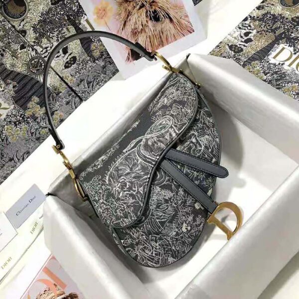 Dior Women Saddle Bag Toile DE Jouy Reverse Jacquard-silver (11)