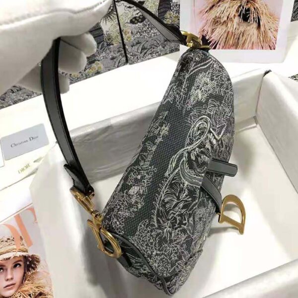 Dior Women Saddle Bag Toile DE Jouy Reverse Jacquard-silver (14)