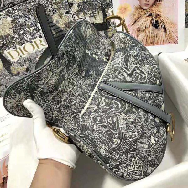 Dior Women Saddle Bag Toile DE Jouy Reverse Jacquard-silver (15)