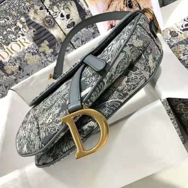 Dior Women Saddle Bag Toile DE Jouy Reverse Jacquard-silver (16)