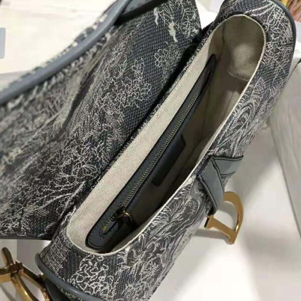 Dior Women Saddle Bag Toile DE Jouy Reverse Jacquard-silver (18)