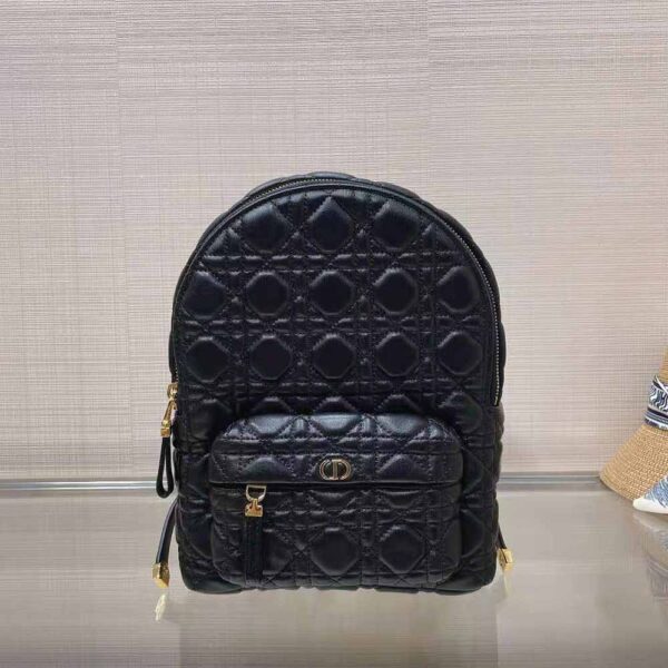 Dior Women Small Dior Backpack Black Cannage Lambskin (2)