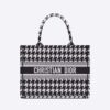 Dior Women Small Dior Book Tote Black Houndstooth Embroidery