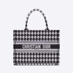Dior Women Small Dior Book Tote Black Houndstooth Embroidery