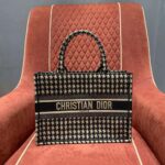 Dior Women Small Dior Book Tote Black Houndstooth Embroidery - Image 2