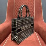 Dior Women Small Dior Book Tote Black Houndstooth Embroidery - Image 4