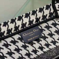 Dior Women Small Dior Book Tote Black and White Houndstooth Embroidery (1)