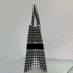 Dior Women Small Dior Book Tote Black and White Houndstooth Embroidery - Image 7