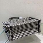 Dior Women Small Dior Book Tote Black and White Houndstooth Embroidery - Image 6