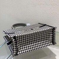 Dior Women Small Dior Book Tote Black and White Houndstooth Embroidery (1)