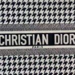 Dior Women Small Dior Book Tote Black and White Houndstooth Embroidery - Image 9
