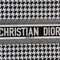 Dior Women Small Dior Book Tote Black and White Houndstooth Embroidery (1)