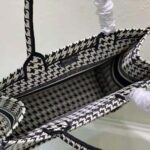 Dior Women Small Dior Book Tote Black and White Houndstooth Embroidery - Image 8