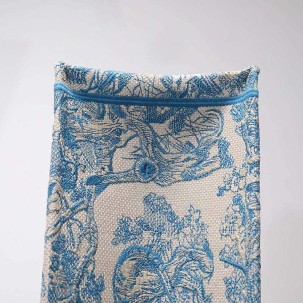 Dior Women Small Dior Book Tote Cornflower Blue Toile de Jouy Embroidery (8)
