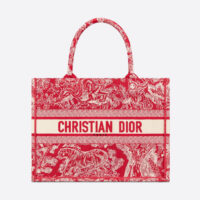 Dior Women Small Dior Book Tote Raspberry Toile de Jouy Reverse Embroidery (1)