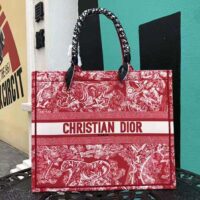 Dior Women Small Dior Book Tote Raspberry Toile de Jouy Reverse Embroidery (1)