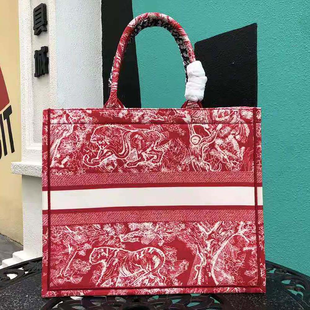 Dior Medium Lady D-Lite Bag Raspberry Toile de Jouy Reverse Embroidery