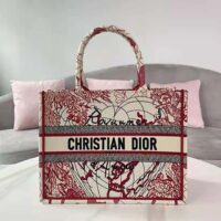 Dior Women Small Dior Book Tote Red and White D-Royaume D Amour Embroidery (1)