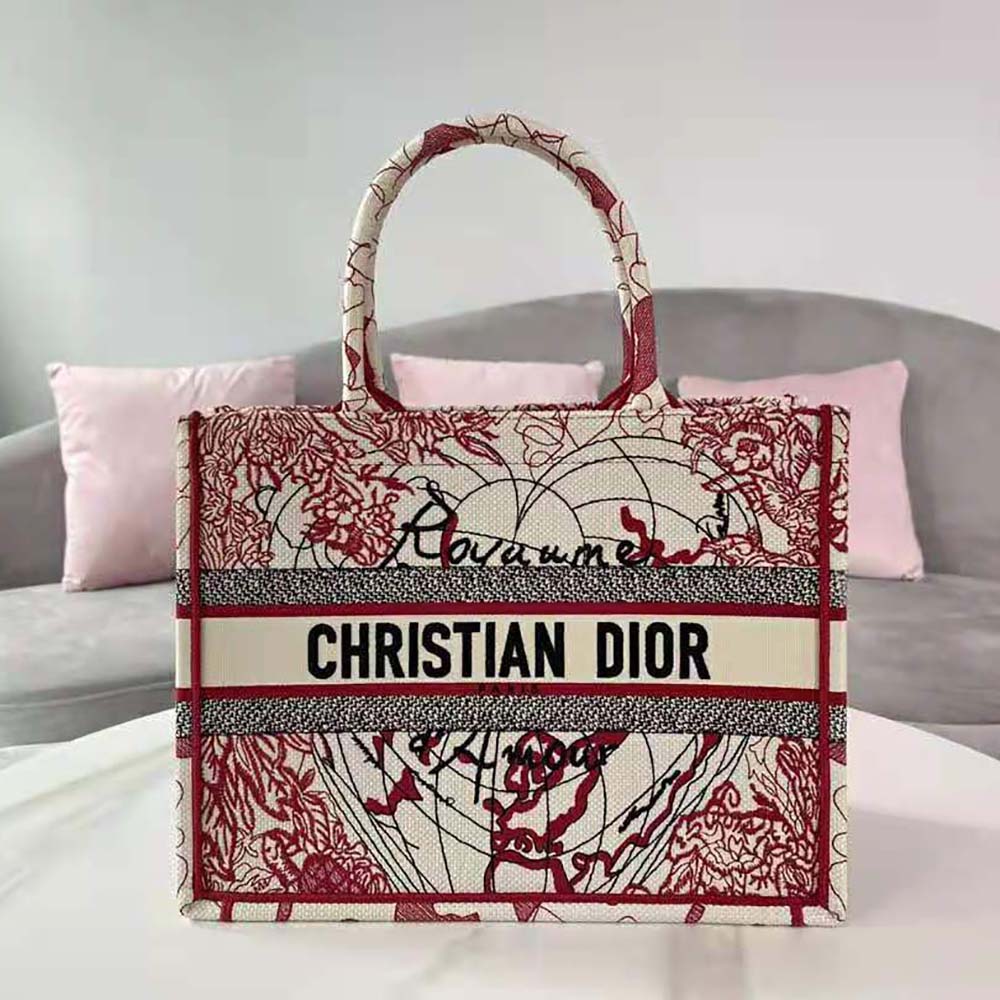 Christian Dior Red And White D-Royaume D'Amour Embroidery Book