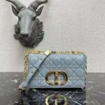 Dior Women Small Dior Caro Bag Cloud Blue Supple Cannage Calfskin - Image 3