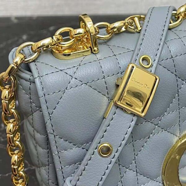 Dior Women Small Dior Caro Bag Cloud Blue Supple Cannage Calfskin (9)