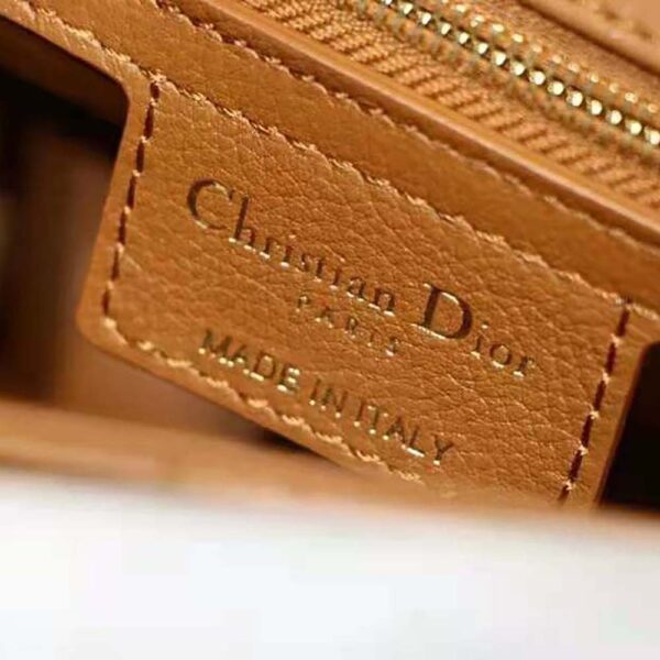 Dior Women Small Dior Caro Bag Cognac-Colored Supple Cannage Calfskin (10)