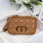Dior Women Small Dior Caro Bag Cognac-Colored Supple Cannage Calfskin – Image 2