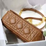Dior Women Small Dior Caro Bag Cognac-Colored Supple Cannage Calfskin – Image 6