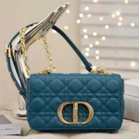 Dior Women Small Dior Caro Bag Supple Cannage Calfskin-blue (1)