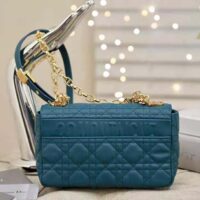 Dior Women Small Dior Caro Bag Supple Cannage Calfskin-blue (1)