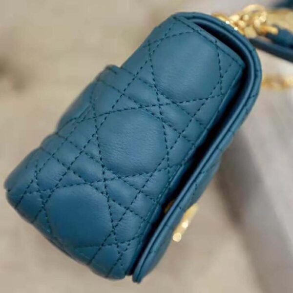 Dior Women Small Dior Caro Bag Supple Cannage Calfskin-blue (6)