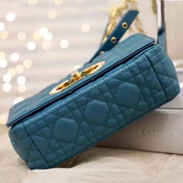 Dior Women Small Dior Caro Bag Supple Cannage Calfskin-blue (7)