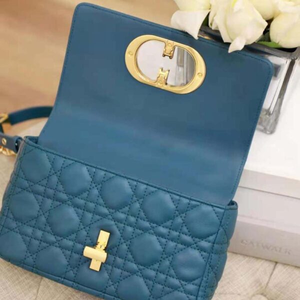 Dior Women Small Dior Caro Bag Supple Cannage Calfskin-blue (8)