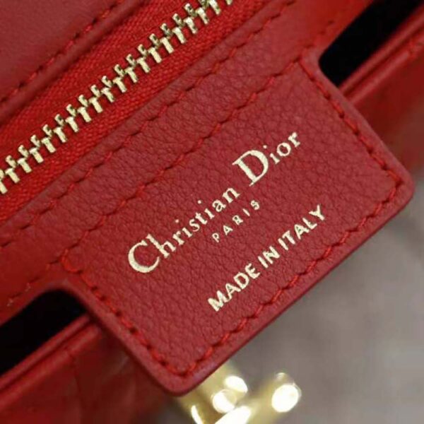 Dior Women Small Dior Caro Bag Supple Cannage Calfskin-red (10)