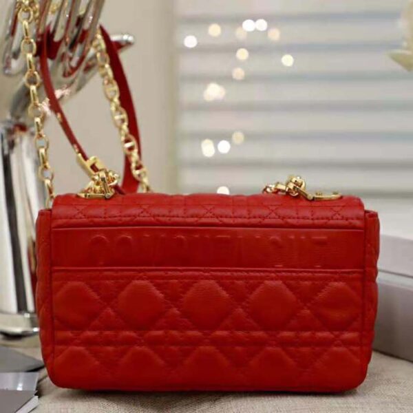 Dior Women Small Dior Caro Bag Supple Cannage Calfskin-red (4)