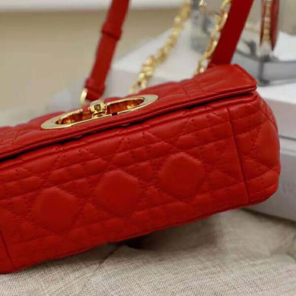 Dior Women Small Dior Caro Bag Supple Cannage Calfskin-red (5)