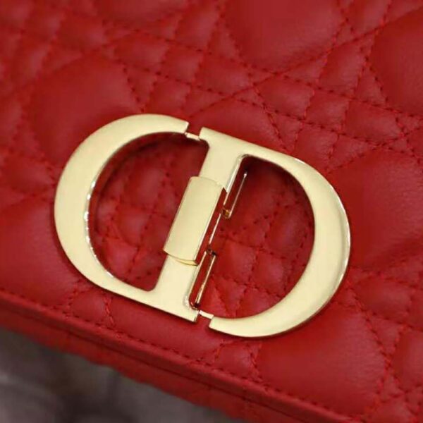 Dior Women Small Dior Caro Bag Supple Cannage Calfskin-red (9)