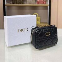 Dior Women Small Dior Caro Zipped Pouch Black Cannage Lambskin (1)