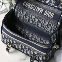 Dior Women Small Diorcamp Bag Blue Dior Oblique Embroidery (1)
