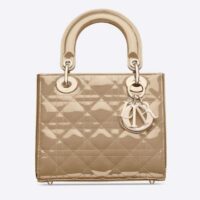 Dior Women Small Lady Dior Bag Beige Patent Cannage Calfskin