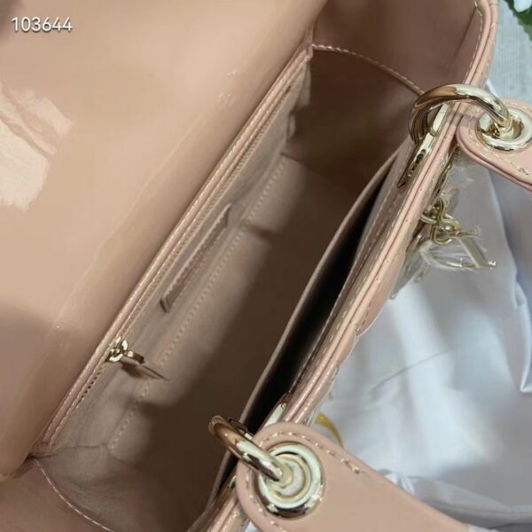 Dior Women Small Lady Dior Bag Beige Patent Cannage Calfskin (3)