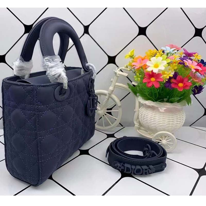Dior Women Small Lady Dior My Abcdior Bag Denim Blue Cannage Lambskin